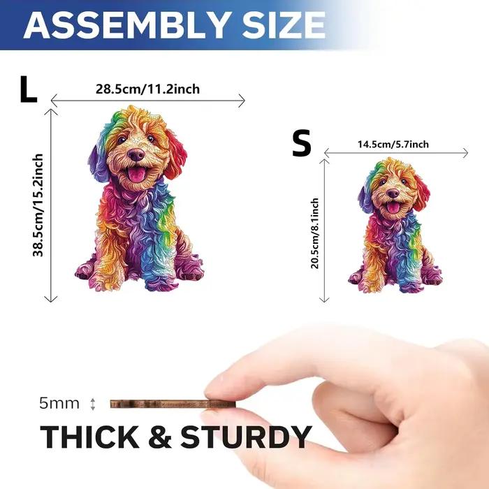 Puzzle en bois coloré avec chien de dessin animé, jouets de puzzle de haute difficulté, entraînement à la concentration pour adultes, cadeaux d'anniversaire de Noël
