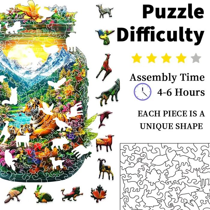 Puzzle en bois unique de qualité supérieure avec pièces animales, idéal pour adultes et familles, pour décorations d'intérieur et cadeaux exceptionnels