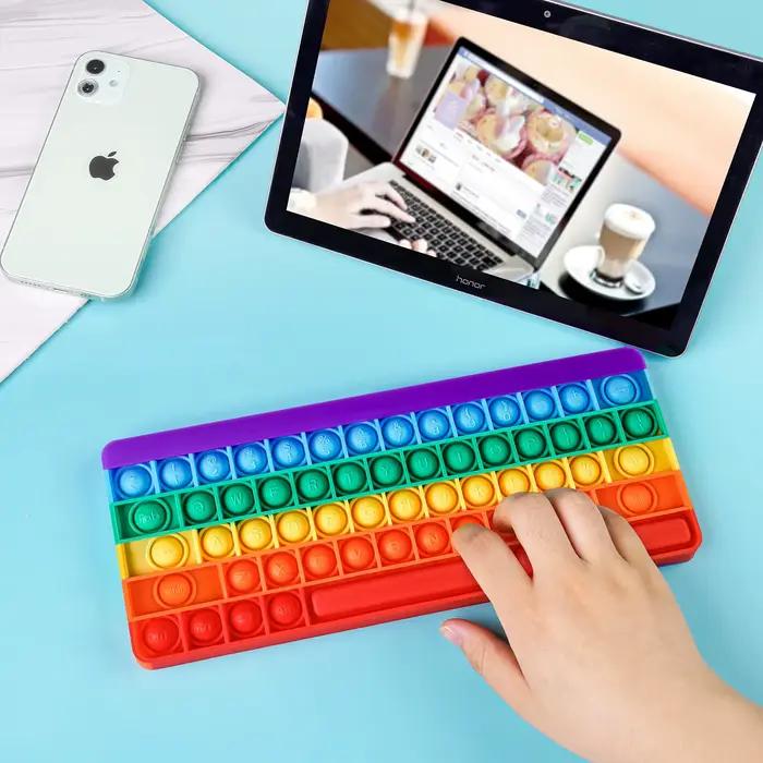 Clavier Push Bubble Fidget jouets sensoriels arc-en-ciel Popping Silicone jeu jouet anxiété et anti-Stress autisme