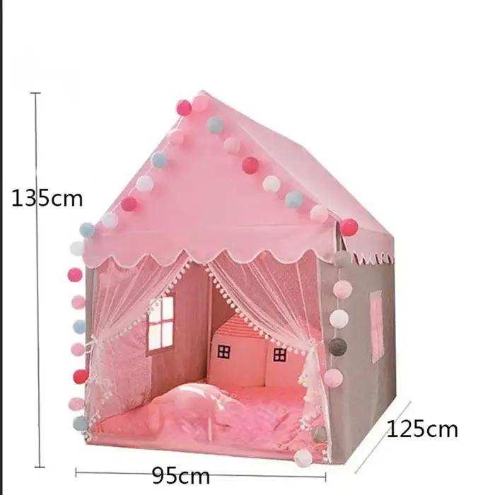 Tente de jeu intérieure et extérieure pour enfants, maison de divertissement rose XL pour parties familiales et journées d'école