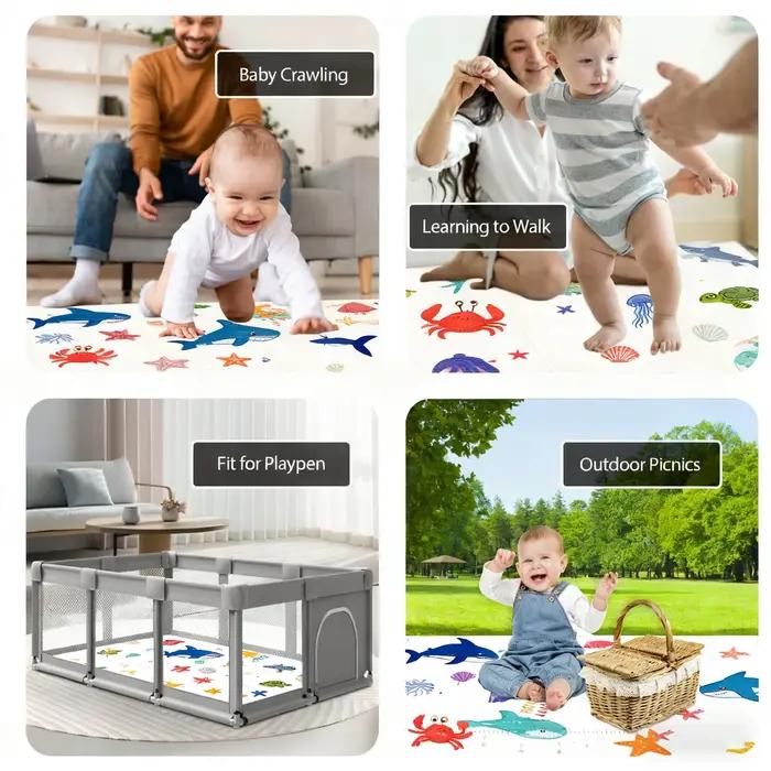 Tapis de jeu pliable XPE pour bébé, doux, non toxique, tapis de ramper pour nouveau-né, tapis de jeu portable imperméable, tapis de voyage pour bébés occasions spéciales maternité anniversaire noël