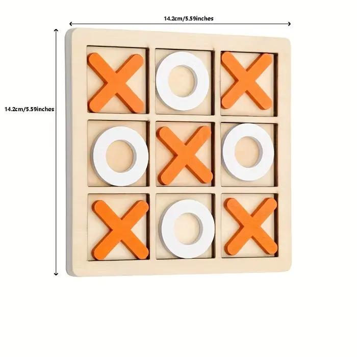 Jeu de société Tic Tac Toe en bois massif – Parfait pour le plaisir familial et le divertissement dans l'arrière-cour!
