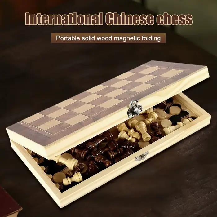 Jeu d'échecs 3 en 1, plateau pliable
