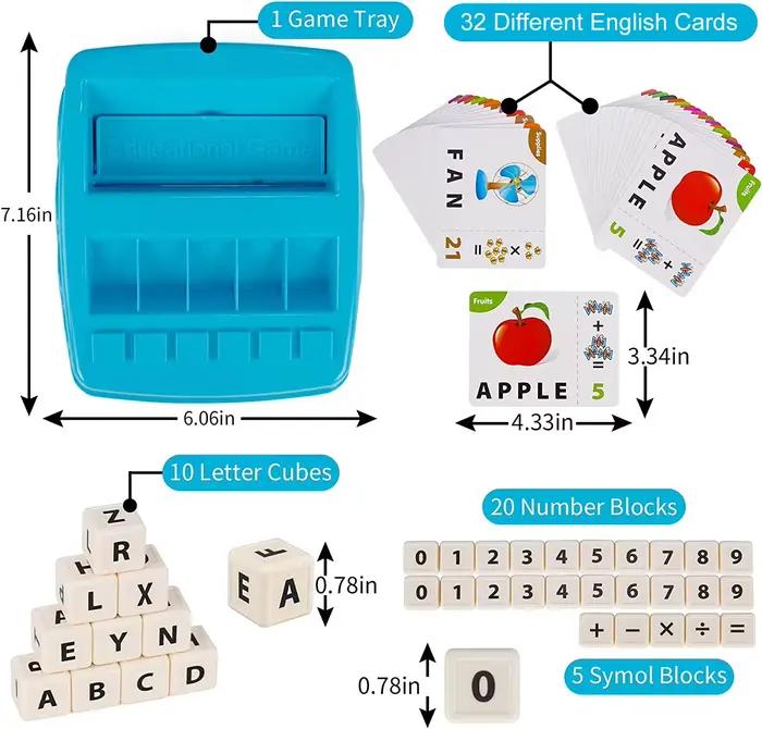 Jouets éducatifs jeux d'apprentissage pour enfants 2 en 1 lettre assortie orthographe numéro Cognition jeu de mathématiques précoces pour garçons filles cadeaux