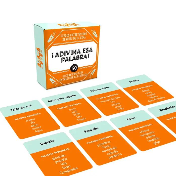 Jeu de société de devinettes de mots espagnols – 50 cartes de vocabulaire – Jeu