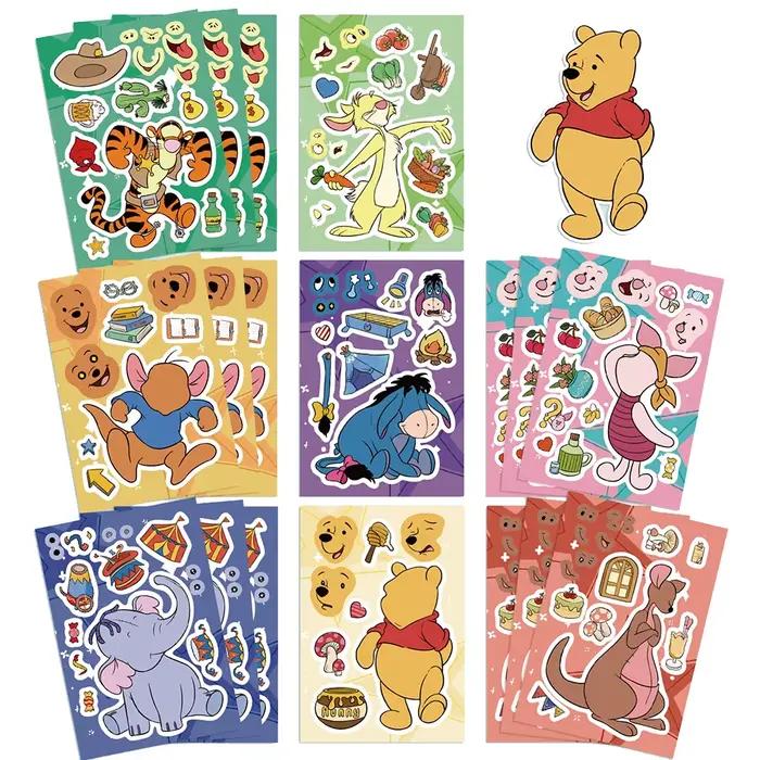 8/16 feuilles dessin animé Disney Winnie l'ourson Puzzle autocollants faire un visage bricolage créatif assembler