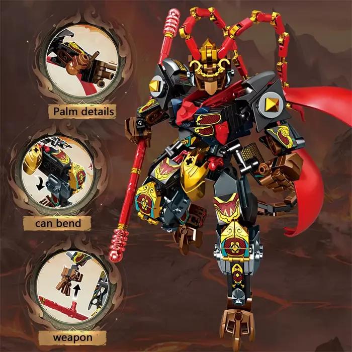 Ensemble de blocs de construction Monkey King Mecha kit de modèle de robot guerrier de la mythologie chinoise jouet méca à assembler soi-même figurine d'action compatible avec lego pour adolescents et adultes