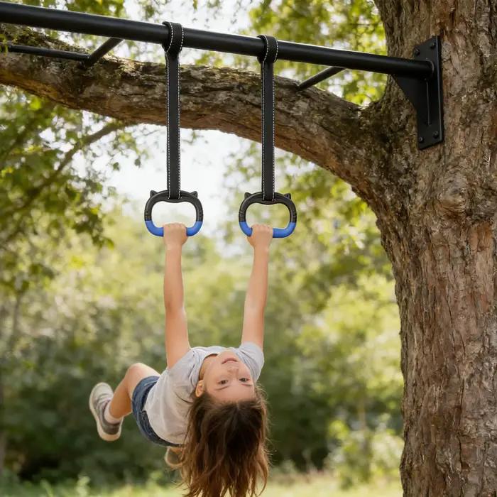 Anneau de gymnastique avec sangles réglables pour enfants, entraînement de force, équipement antidérapant, sûr et stable, résistant aux charges, pour maison, rouge ou noir