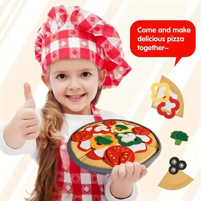 Ensemble de jeu de pizza en feutrine à personnaliser - Ensemble de jeu de pizza en feutrine pour la cuisine des enfants, jouet d'imitation pour les tout-petits