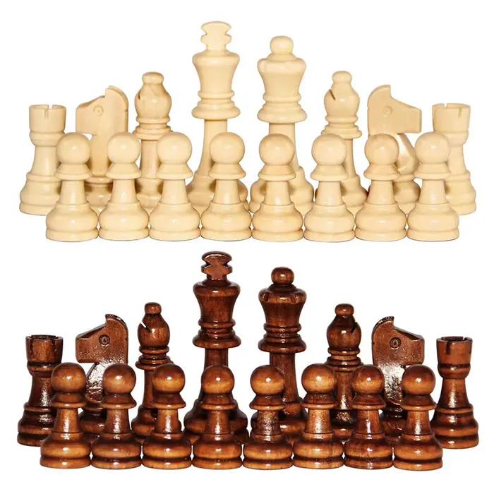 Pions d'échecs en bois standard de tournoi Staunton 32 pièces Jeu d'échecs Figurines de pions Pièces d'échecs uniquement pour le jeu d'échecs