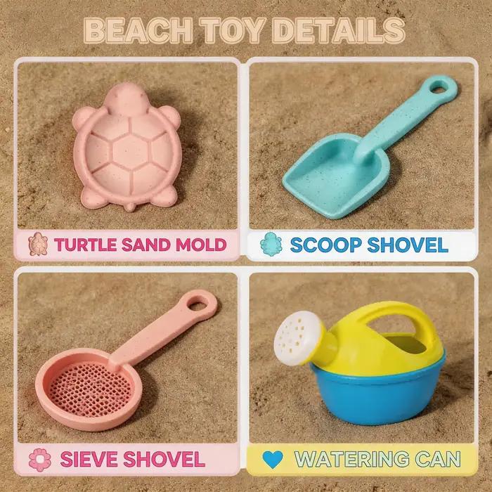 Ensemble de jouets de plage pour enfants, seau et pelles pliables en silicone avec moules à sable, essentiels de plage pour les jeux en plein air en été
