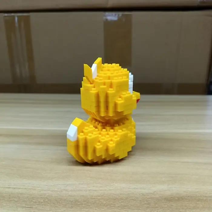 Petit canard jaune Puzzle assemblage blocs de construction jouets série animale modèle 3D Micro Mini briques de diamant cochon Panda Hamster escargot