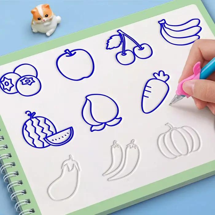 1PC Cahier Magique à Rainures pour Enfants, Livre de Dessin pour la Maternelle (3-8 Ans), Cahier de Pratique de Base pour le Dessin des Enfants