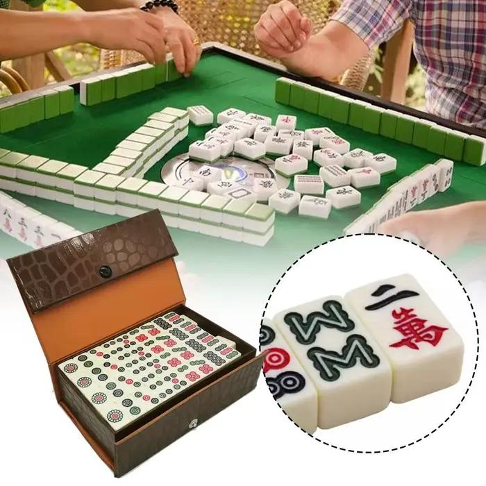 Non. 20 mini jeux de Mahjong chinois avec étui en cuir de qualité supérieure pour les voyages