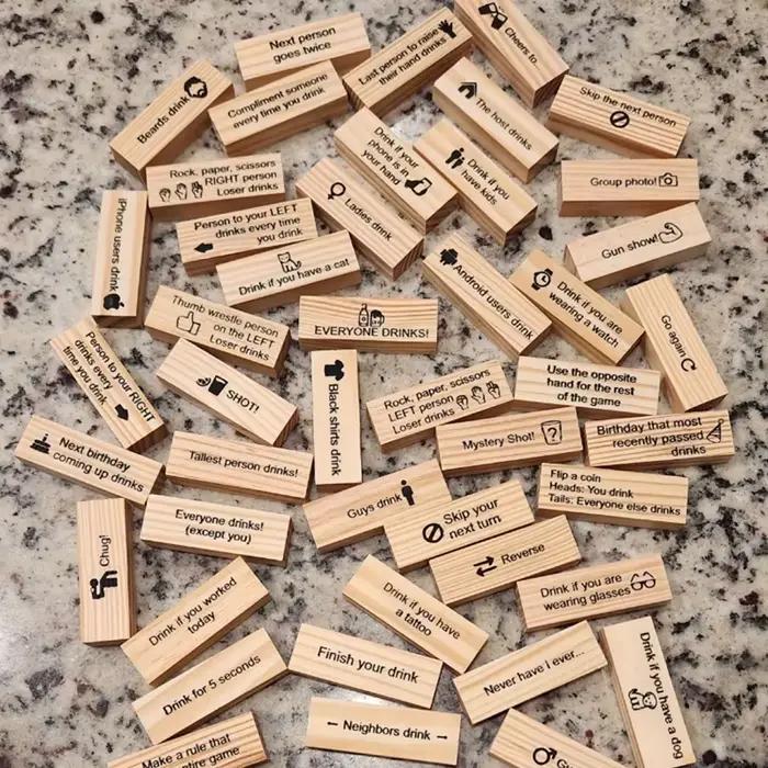 Jeu de tour de déclenchement en bois 48 pièces