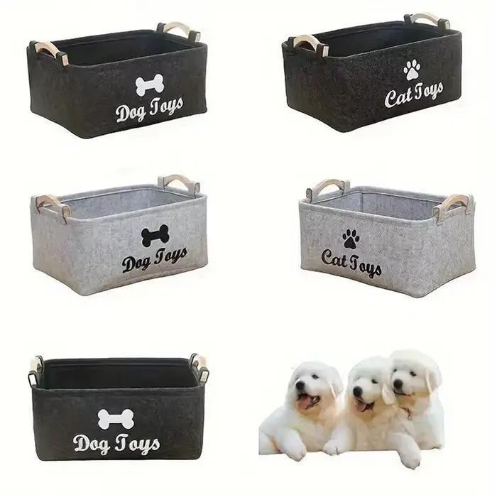 Boîte de rangement pour animaux de compagnie, panier à jouets pour chiens et chats, accessoires, bacs en feutre, plusieurs