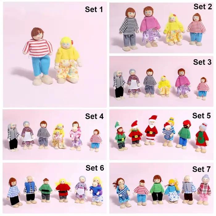 Poupées de personnes en bois multicolores