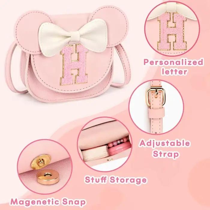 Sac à bandoulière pour enfant Mibasies, cadeau pour fille, sac à main princesse de dessin animé, mini sac à bandoulière tendance pour filles, mignon sac à lettres A-Z