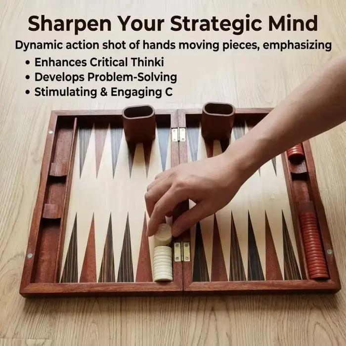 Jeu de backgammon classique avec plateau pliable et étui en cuir