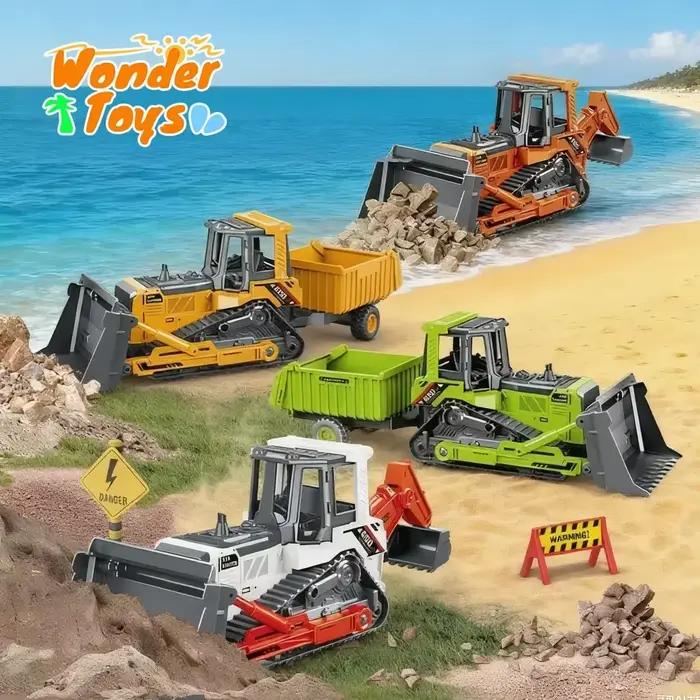 Pelle chariot élévateur ingénierie camion tracteur modèle voiture en plastique moulé sous pression Double tête Bulldozer jouet voiture véhicule inertiel garçon jouet