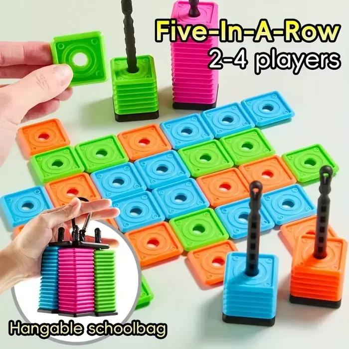 Jeu de Gobang éducatif portable 2026 – Échecs de table faciles à transporter – Jeu de société de bureau cinq-en-un pour enfants et adultes – Idée cadeau