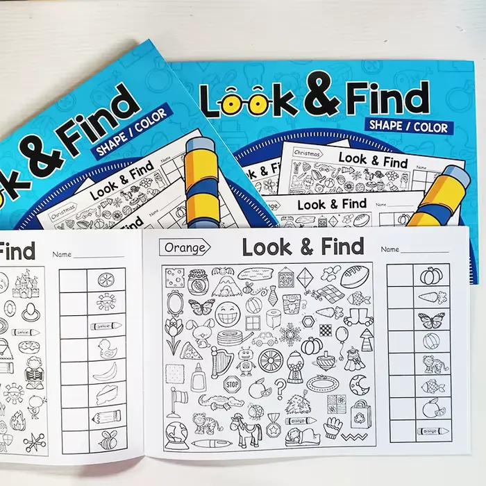 Regarder et trouver un livre d'activités pour les enfants avec des objets cachés Focus Attention Pratique
