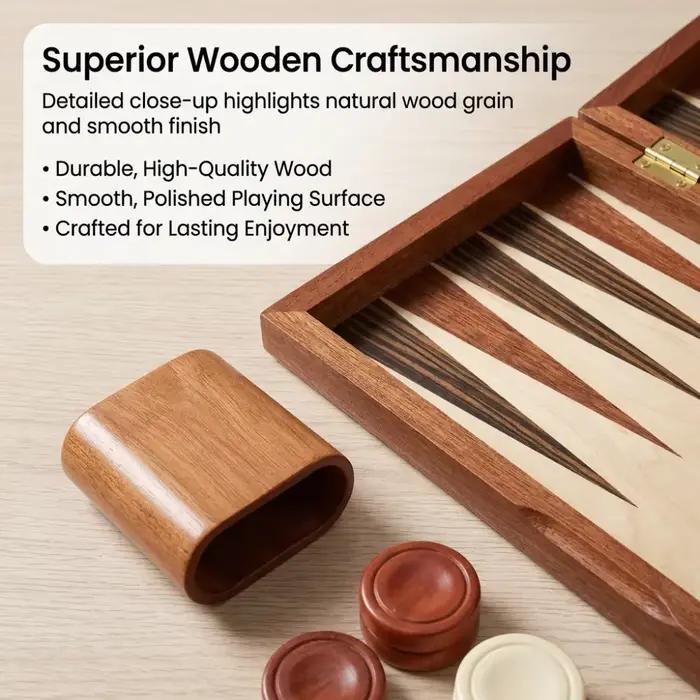 Jeu de backgammon classique avec plateau pliable et étui en cuir