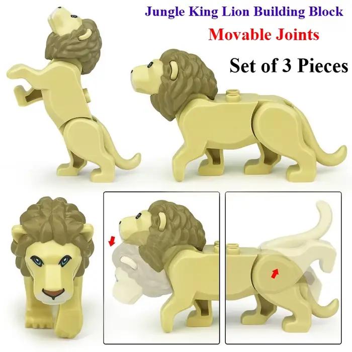 Figurine de lion Jungle King à construire soi-même jouet en briques d'animaux à articulations mobiles cadeau éducatif créatif pour enfants pour jouer et exposer occassions spéciales