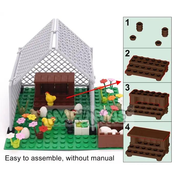 Marumine Farm Chicken Building Blocks Classic Construction MOC Bricks Set Assembling House DIY Model Kit Compatible with 95342pb