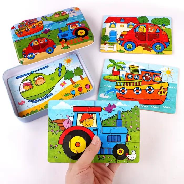 Puzzle en bois 4 en 1 pour enfants de la maternelle