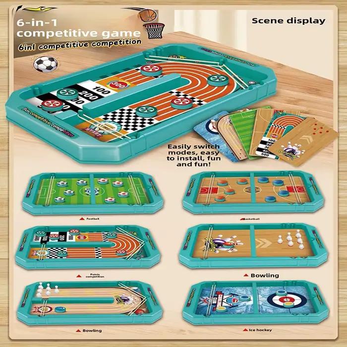 Jeu de société de billard rebondissant 6-en-1 pour plusieurs joueurs, cadeau amusant pour enfants, jeux de société interactifs parents-enfants, jouets de Noël pour enfants