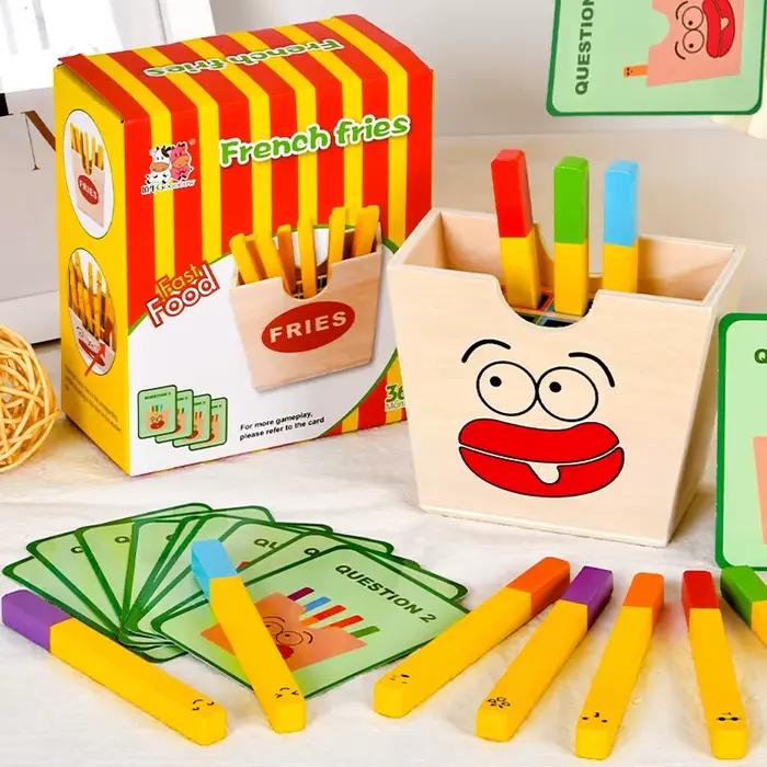 Jouet Montessori Sandwich à Hamburger en Bois Frites Tri Empilable Jeu Simulation Apprentissage Préscolaire Occasions Spéciales