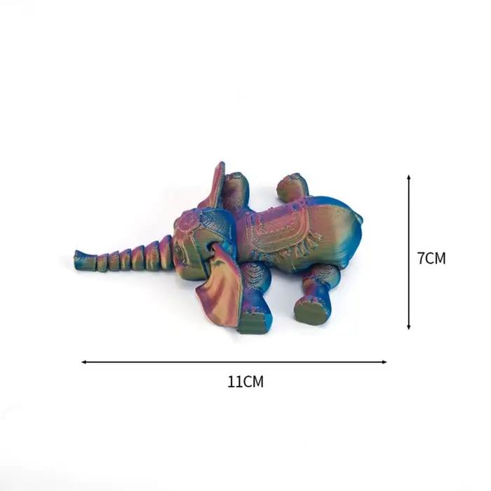 Figurine d'éléphant imprimée en 3D multiple articulations en plastique finition polie pour décoration maison et cadeaux d'anniversaire ou de Noël