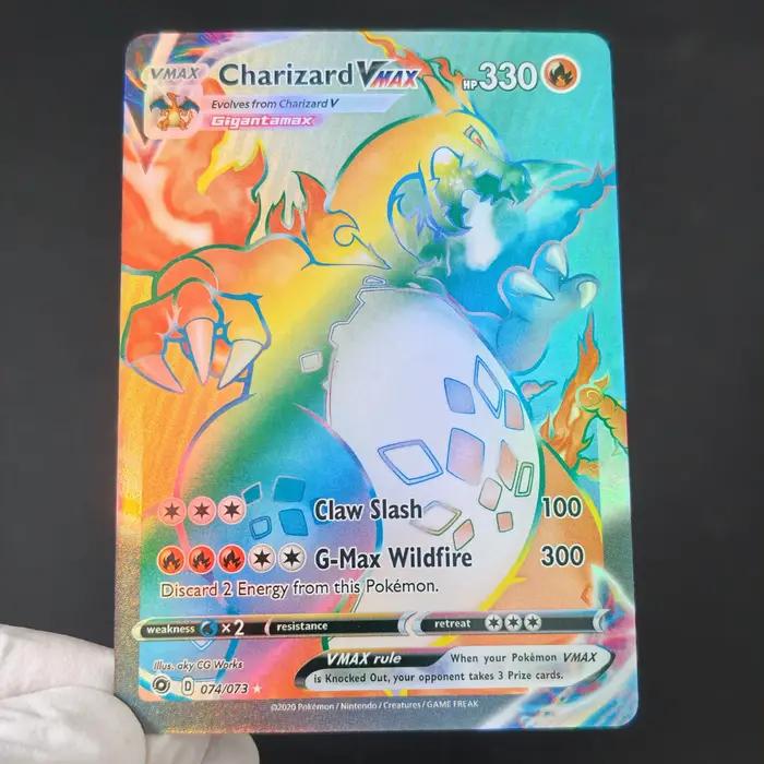 Carte de collection de jeu classique Pokémon Charizard X EX en anglais, rare, Mega Charizard GX VMAX, arc-en-ciel, or, holographique, DIY/PTCG