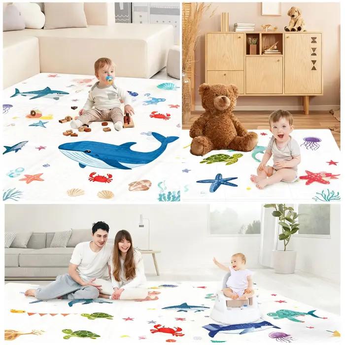 Tapis de jeu pliable XPE pour bébé, doux, non toxique, tapis de ramper pour nouveau-né, tapis de jeu portable imperméable, tapis de voyage pour bébés occasions spéciales maternité anniversaire noël