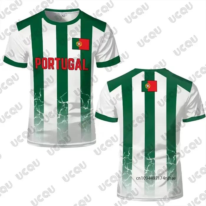 Maillot de football imprimé drapeau du Portugal été 2026 pour hommes et femmes, t-shirt de sport d'extérieur à manches courtes, décontracté pour enfants/adultes