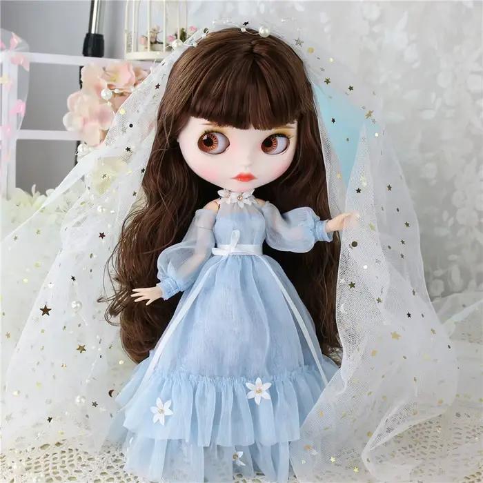 DBS – robe bleue en dentelle pour poupée Blyth
