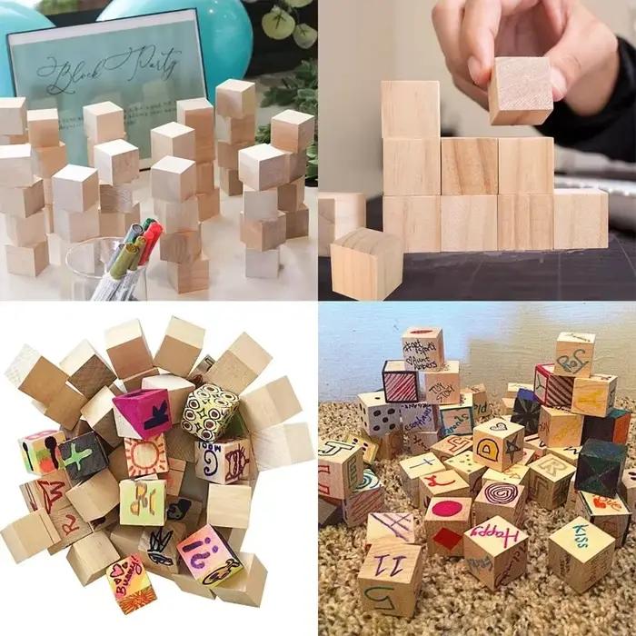Cubes en bois naturel de 4cm