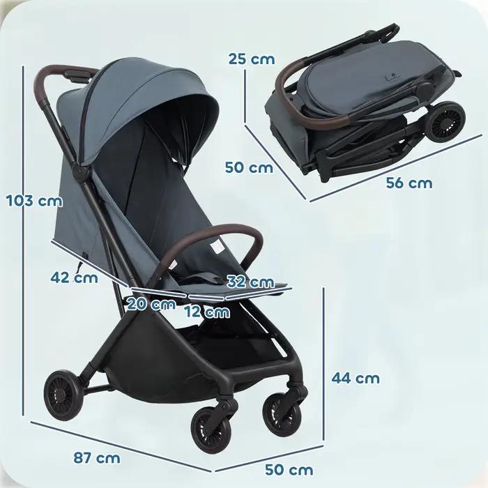 Poussette pliable Pawhut avec dossier inclinable