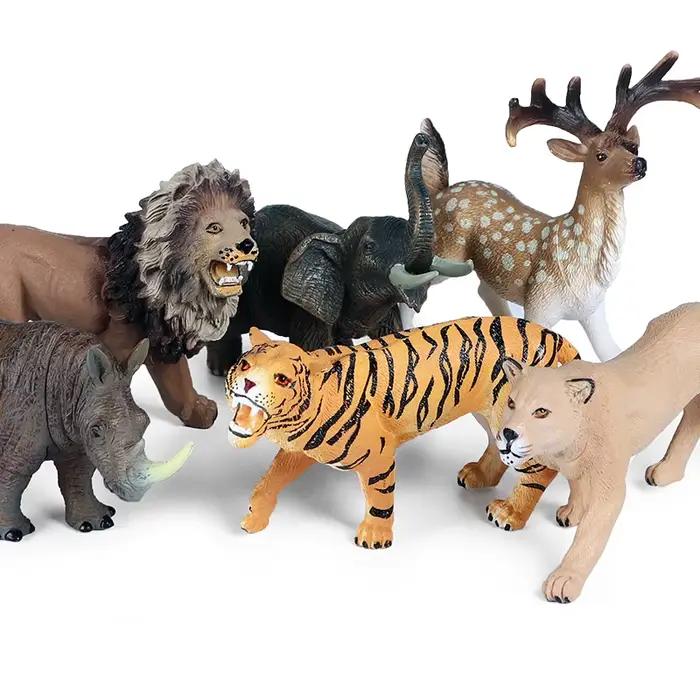 Oenux Zoo World Animal sauvage Lion cerf tigre éléphant modèle figurines d'action ferme chèvre cheval vache PVC éducatif mignon jouet pour les enfants