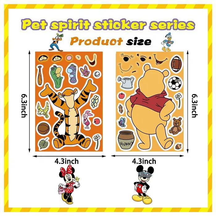 8/16 feuilles faire un visage Disney Mickey Minnie Mouse Puzzle autocollants dessin animé mignon assembler