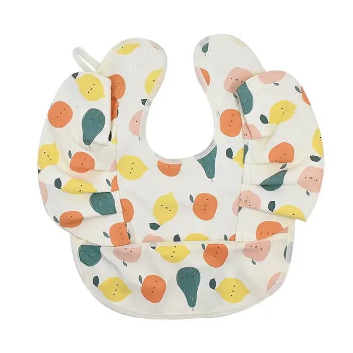 Nordique bavoirs bébé imperméable à manches courtes avec poche alimentation bavoir
