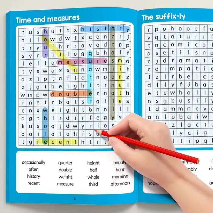 Cahier de exercices de recherche de mots avancés, jeux de recherche de mots cachés stimulants pour adolescents, livre d'apprentissage de l'anglais pour l'école à domicile