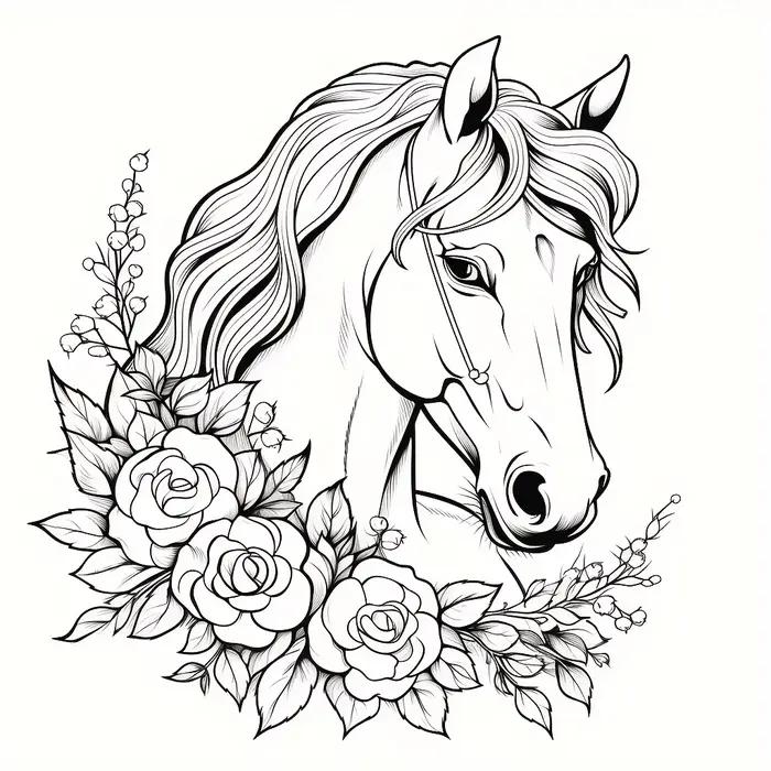 28 pages beau livre de coloriage du monde des chevaux pour la réduction du stress des adultes | Livre de coloriage pour soulager le stress et réduire l'humeur