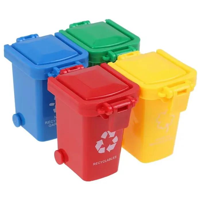 4 pièces Simulation 1:12 maison de poupée Mini poubelle jouet camion