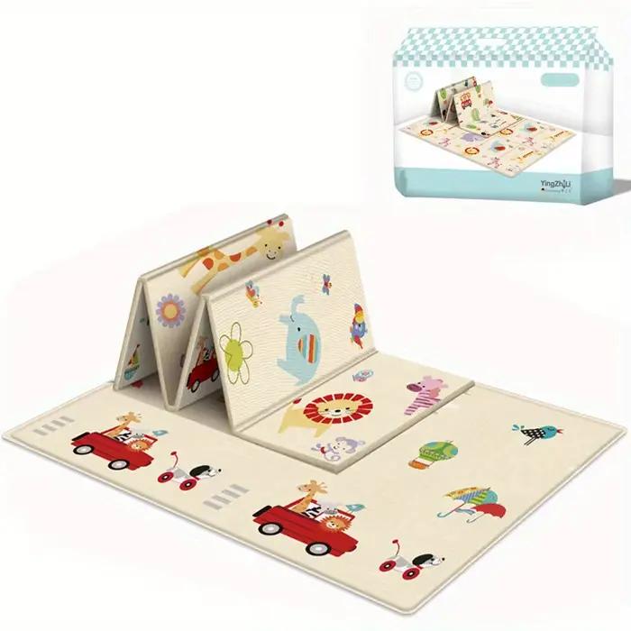 Tapis de jeu AYRA double face pour enfants, motif de dessins animés, imperméable, antidérapant, éducatif pour activités intérieures et extérieures, pour maternité et tout-petit