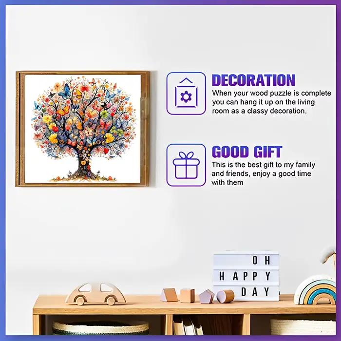 Puzzles uniques en bois avec arbre de vie – Puzzle irrégulier en forme d'animal