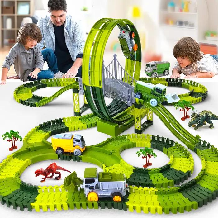 Piste de course jouet dinosaure avec pistes flexibles voitures électriques escalade magique voiture sur rail Flexible