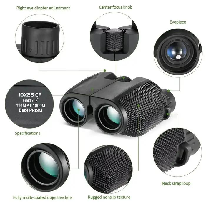 Jumelles 10X25 HD Mini télescope Portable BAK4 FMC