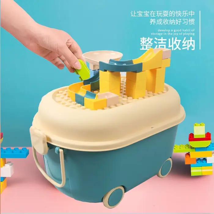 Boite de rangement de jouets a poulie en plastique pp pastorale pour enfants organisation de jeux blocs de construction et collations